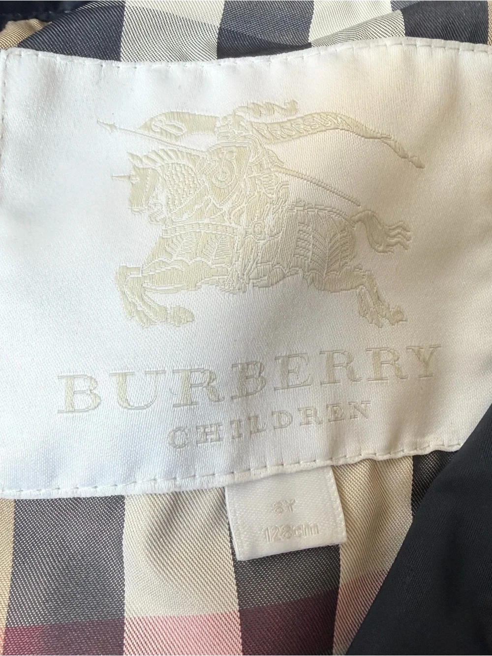 Burberry Girls 8Y Jacket Trench Coat Nova Check Children Authentic Navy